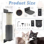 VCEPJH 2 Pack Cat Scratching Post Wall Mounted, 11.8 in Cage Mount Cat Scratcher with Self Groomer and Massager Sisal Crate Climbing Post for Indoor Kitten