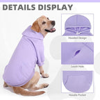KOOLTAIL Basic Dog Hoodie - Soft & Warm Dog Hoodie Sweater with Leash Hole and Pocket, Pet Winter Coat, Cold Weather Clothes Sweatshirt for Small Medium Large Dogs Puppy Cat Boys Girls Lavender M
