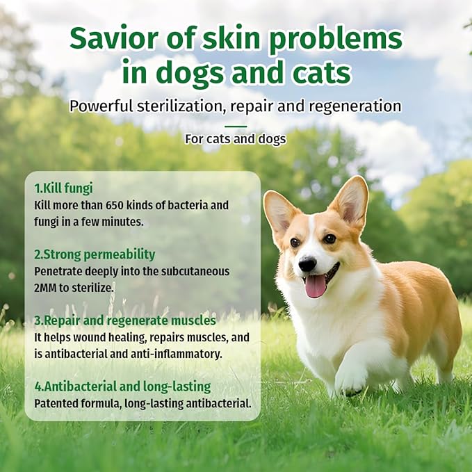 Hot Spot Spray Treatment, Wound Care & Itch Relief Spray for Dogs and Cats, Relives Scratching, Itchy Skin and Paw Licking, for All Animals, 2.02oz