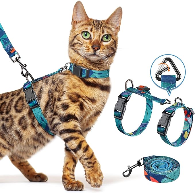 Halypet Cat Harness and Leash Set, 3-in-1 Adjustable & Lightweight, Escape-Proof, Comfortable Soft Kitten Harness for Large Cats, Safe, Easy to Wear, Outdoor Walking Travel