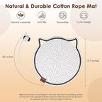 Cat Scratcher Mat, Natural Cotton Rope Cat Scratch Pad, 15.7'' Round Horizontal Floor Cat Scratching Pads for Indoor Cats, Cat Furniture Protector for Wall, Couch, Carpets, Sofas