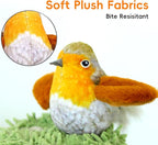 Catnip Cat Toys Satisfy Cat's Natural Hunting Instintion for Indoors Cats Feather Toys Interactive with Lifelike Chirp Sound Chirping Bird Kitten Toy Real Feather(Green Bird)