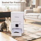 Automatic Pet Feeder, White 6L Cat Food Dispenser, Supports 5G & 2.4G, with 1080P HD Night Vision 142° Camera, APP Remote Control, Customizable Portion Sizes, Low Food & Motion Alerts