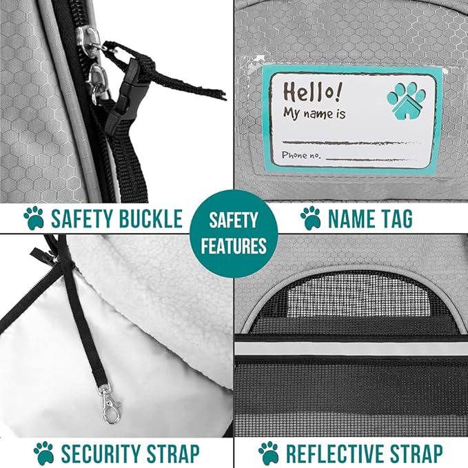 PetAmi Airline Approved Pet Carrier for Cat, Soft Sided Dog Carrier for Small Dogs, Cat Travel Supplies Accessories for Indoor Cats, Ventilated Pet Carrying Bag Medium Large Kitten Puppy, Small Gray