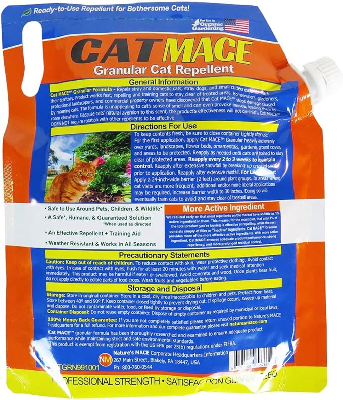 Nature's Mace Cat Mace, Cat Repellent Outdoor Granular, Deterrent, Stop Cats, Keep Cats Away, for Yard, Garden, Anti Cat Pee, No-Dig, Training Tool, 6 lb, Safe to Use Around People, Pets, Plants