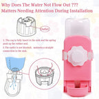Rabbit Water Bottle Suspension Water Dispenser for Mini Pet Bunny Guinea Pig Chinchilla, 500ml Automatic Water Bottle by Gravity Flow Supply(Pink)