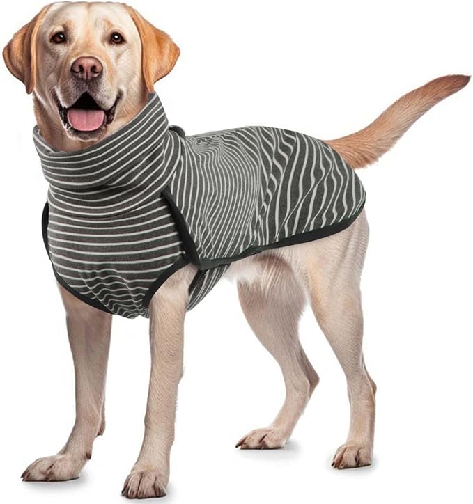 ROZKITCH Dog Winter Coat Soft Pullover Pajamas, Pet Windproof Warm Cold Weather Jacket Vest Cozy Jumpsuit Apparel Outfit Clothes for Small, Medium, Large Dogs Walking Hiking Travel Sleep Stripe XL
