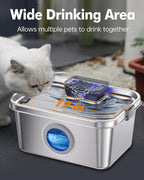 Dog Water Fountain 2 Gal, Stainless Steel Dog Water Fountain for Large Dogs Multi-Cats, Pet Water Fountain with Big Window, Super-Quiet Pump, Indoor Automatic Dog Water Bowl Dispenser Fountain Filters