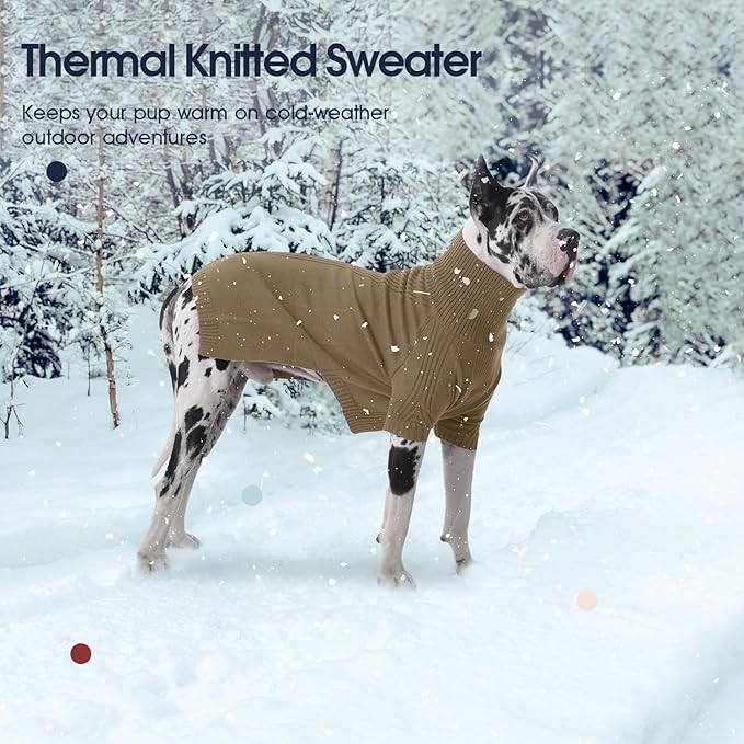 IECOii Dachshund Sweater,Turtleneck Dog Sweater for Small Medium Dogs Girl Boy,Stretchy & Breathable,Warm Knitted Pullover Coat,High Neck Knitwear for Cold Weather Indoor & Outdoor Wear (Camel,M)