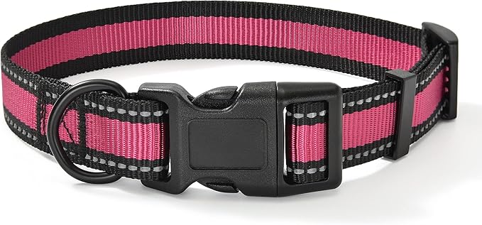 Mile High Life Dog Collar | Nylon Reflective Dog Collars | Light Weight Puppy Collars | Pink Dog Collars for Small Dogs (Pink, Small)