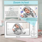 Blemil Baby Monitor with 2 Cameras and Audio, 4.3'' IPS Split-Screen Monitor with 29-Hour Battery, 1000ft Range Pan-Tilt-Zoom Video Baby Monitor No WiFi, 2X Zoom