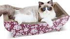 Cat Scratching Post Lounge Bed, Boat Shape Cat Scratcher Cardboard, Durable Recycle Board Pads Prevents Furniture Damage