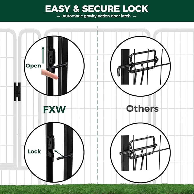FXW Rollick Dog Playpen with Anchor Kit (Pack of 4) – 32 Inch 16-Panel Dog Pen for Medium & Large Dogs, Stable & Safe Indoor/Outdoor Play│Patented