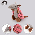 Hollypet Plush Dog Squeaky Toy Stuffed Armadillo Animal Pet Puppy Chew Toys with Clean Teeth for Small Medium Large All Breed Sizes Dogs, Bright Pink,8 in