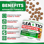 (2 Pack) Flea and Tick Prevention for Dogs Chewables - Natural Dog Flea and Tick Treatment Chewable Supplement - Oral Pills - All Breeds & Ages - Soft Chews - Made in USA