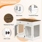 BREEZEHEAT 40 inch Dog Crate Furniture-Farmhouse Dog Kennel with Drawers-End Table Wooden Pet Crate, Double Door Design, Decorative Dog House Indoor for Small Medium Large Dog, White