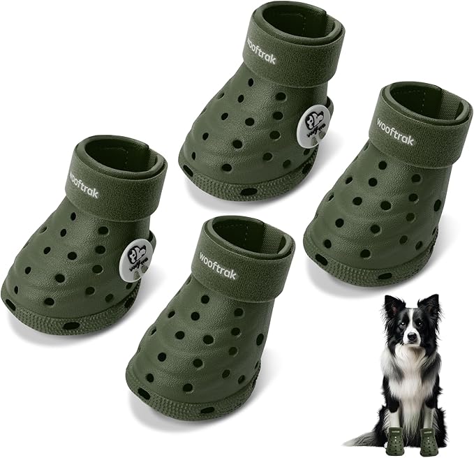 Dog Shoes Breathable Dog Shoe for Hot Pavement, Dog Booties and Paw Protectors, Non-Slip Waterproof Dog Sandals Boots (Green, L: (3.1’’x2.5'')(L*W))