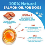 Salmon Oil for Dogs - Omega 3 for Dogs - 8 FL OZ Wild Alaskan Salmon Fish Oil - Natural EPA & DHA Fatty Acids for Skin & Coat, Allergy, Joint & Bone Health - Liquid Support Supplement for Shedding