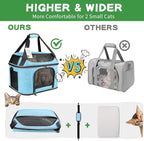 Large Cat Carrier for 2 Cats Soft Side Pet Carrier for Kitten Small Dog Collapsible Travel Small Dog Carrier, TSA Airline Approved Carrier for Large Cats 20 lbs, Blue