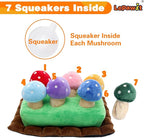 Hide and Seek Dog Toys, Squeaky Interactive Puzzle Dog Toys for Boredom and Stimulation, Dog Enrichment Toys for Small and Medium Dogs (Mushrooms, Pack of 7)