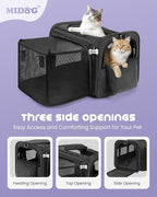 MIDOG Cat Carrier Soft for Small to Medium-Sized Cats,Up to 25 Lbs,TSA Airline Approved Soft Sided Pet Carrier,Collapsible Travel Cat Carry Bag(Black,20 inch x 13 inch x 13 inch)