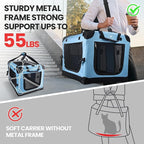 Large Cat Carrier for Car Travel, Soft Sided Collapsible Pet Carrier for Outdoor and Indoor Uses, Roomy Extra Large Cat Carrier for 2 Kittens or Puppies Up to 50lbs (Teal)