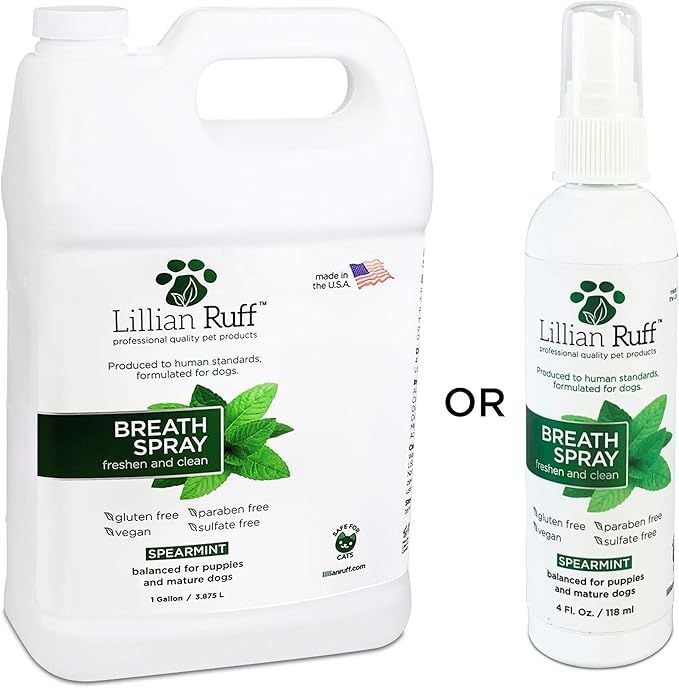 Lillian Ruff Dog Breath Freshener - Dental Care Spray for Teeth Cleaning, Targets Bad Breath, Plaque & Tartar, Supports Gum Health & Immune System (Gallon)