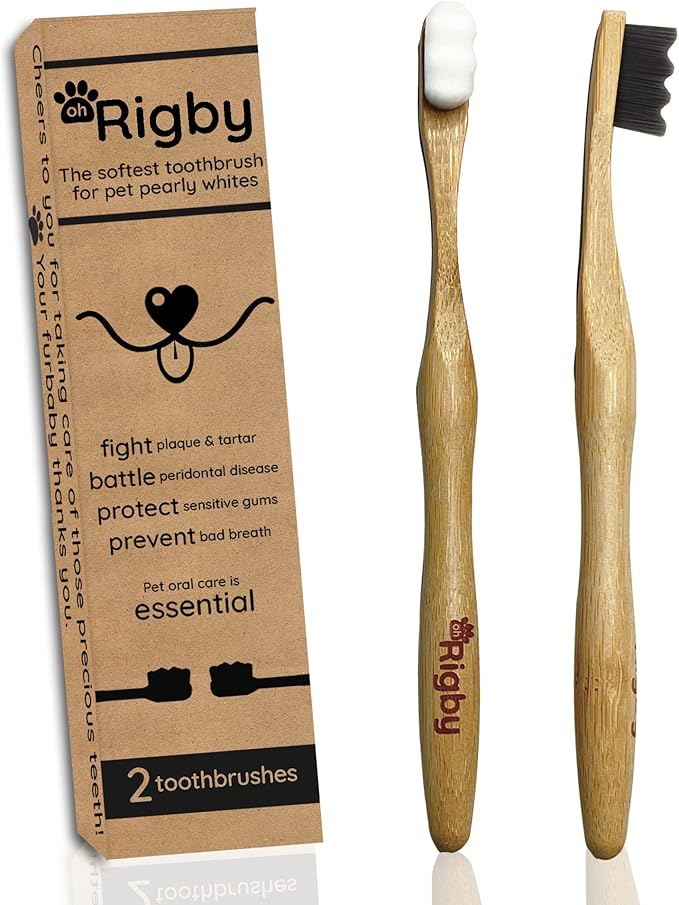 Dog Toothbrush- 10,000 Ultra-Soft Bristles for Sensitive Pet Teeth & Gums- Natural Bamboo Toothbrush for Comfortable, Gentle Deep Cleaning