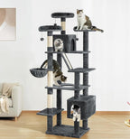 Made4Pets Tall Cat Tree, 80" Cat Tree Tower for Indoor Cats Large Adult, Modern Cat Tower with Scratching Post, Cozy Hammock, 3 Perches and 2 Condos, Sturdy and Fluffy, Dark Gray