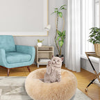 Cat Beds for Indoor Cats,20 Inch Dog Bed for Small Melium Large Dogs, Washable-Round Pet Bed for Puppy and Kitten with Slip-Resistant Bottom