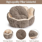 Hollypet Cozy Cat Beds for Indoor Cats - Cute Cactus Pet Beds, Fluffy Puppy Bed, Non-Slip Extra Small Dog Bed, Brown