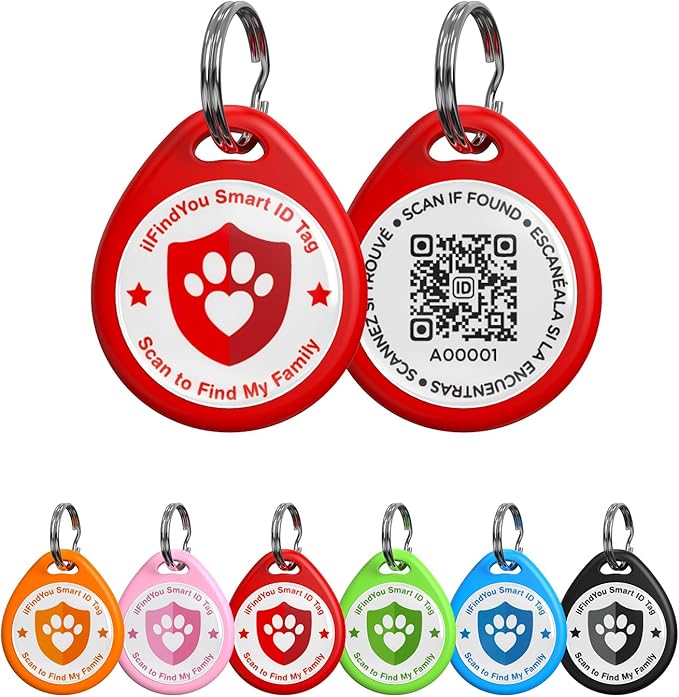 Cat Tags Personalized Small, QR Code Cat Name Tags for Kitten Collar, Scan Location Alerts, Red S