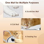 Cat Scratcher Mat, Natural Cotton Rope Cat Scratch Pad, 15.7'' Round Horizontal Floor Cat Scratching Pads for Indoor Cats, Cat Furniture Protector for Wall, Couch, Carpets, Sofas