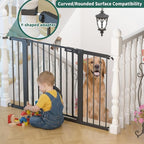 29.5"-40.5" Baby Gate with Cat Door for Stairs & Doorways - No Drilling, Easy Install 30.5" Tall, Auto-Close Metal Gate, Pressure Mounted - Indoor Gate for Cats and Pets, Black
