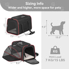 Petsfit Expandable Cat Carrier Dog Carriers,Airline Approved Soft-Sided Portable Pet Travel Washable Carrier for Kittens,Puppies,Removable Soft Plush mat and Pockets,Locking Safety Zippers