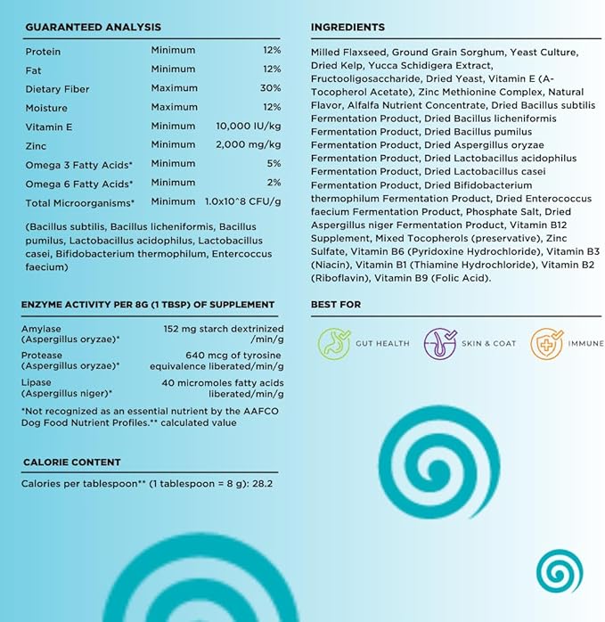 Dinovite Probiotic Supplement for Dogs - Omega 3 - Hot Spot Relief - Skin & Coat Supplement - 30 Day Supply (30 Day Supply, Large Dogs (45+ lbs))