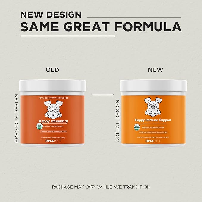 Happy Immunity USDA Certified Organic Mushroom Complex for Dogs, Organic Cordyceps Shiitake Reishi, Vegan Mushroom Blend Powder Canine Supplement, Advanced Mushroom Mix, Non-GMO, 3.5 oz