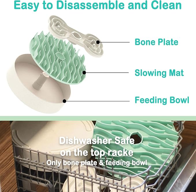 Suhaco 4 in 1 Puzzle Feeder Dog Bowls Slow Feeder Dog Bowls Large Slow Feeding Bowl for Dogs, Dog Puzzle Game Slow Feeder for Dry and Wet Food Dog Food Bowl for Large Dogs, 9.8IN (Green)