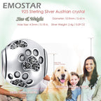 EMOSTAR Dog Paw Print Charms with Various Birthstone Crystals, 925 Sterling Silver Pawprint Beads for 3mm Snake Chain, Pet Lover Gifts for European Women Bracelet