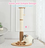 Made4Pets Cat Scratching Post Premium Sisal Cat Scratcher Kitten Toys for Indoor Kittens 33.6" Tall Cat Tower Scratch Post Cat Tree Wooden Interactive Ball Track Cat Toy with Hanging Ball, Beige