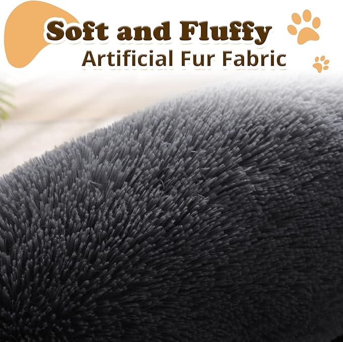 JOLLYVOGUE Dog Bed, Calming Anti-Anxiety Large Dog Bed, Fluffy Donut Cushion for Medium and Large Pets (27"/30"/36")