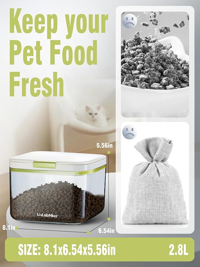 3lbs/50OZ/2.6qt Airtight Dog food storage container with lids,Dog Treat Container With Measuring cup,Dry Pet Food storage bin for Dogs,Cats,and Birds 2.8L