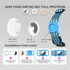 Reflective Dog Collar with Apple AirTag Holder & QR Code Pet ID Tag,Soft Nylon Adjustable Dog Tracker Collar with Safety Lock for Small Dogs (Blue, S)