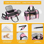 Cat Carriers Soft Side Carrier for Kitten Puppy Collapsible Travel Pet Carrier TSA Airline Approved Cat Carrier Bag for Under 15 lbs Pets, Pink