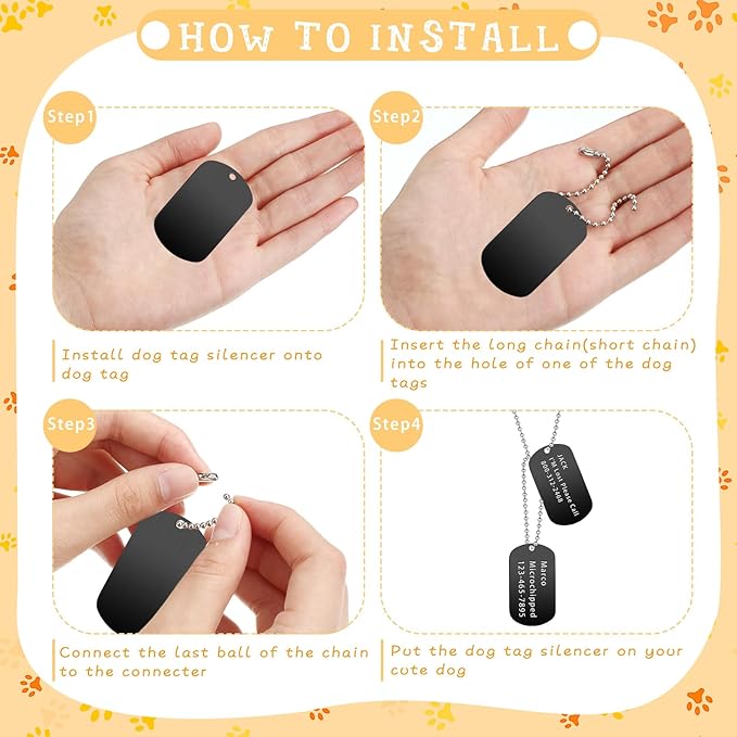 20 Pieces Military Dog Tags Set Including 10 Stainless Steel Army Blank Dog Tags 10 Steel Chains Personalized Pet Oval Pendant Necklaces for Stamping Engraving DIY Halloween Craft(Black)