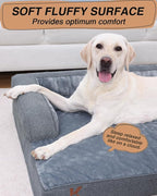 KSIIA Orthopedic Dog Bed for Extra Large Dog，Washable Pet Sofa with U-Shaped Bolster Removable Waterproof Cover Non-Slip Bottom and Egg-Crate Orthopedic Foam Pet Couch Bed, 47 x 32 Inch, Dark Gray