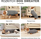 ROZKITCH Dog Winter Coat Soft Pullover Pajamas, Pet Windproof Warm Cold Weather Jacket Vest Cozy Jumpsuit Apparel Outfit Clothes for Small, Medium, Large Dogs Walking Hiking Travel Sleep Stripe XS
