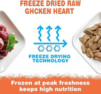 Freeze Dried Chicken Heart Pet Treats 5.3 oz, Freeze Dried Raw Single Ingredient Dog Treats, Training Treats, Meal Toppers for Dogs Cats, High Protein, Grain Free, Gluten Free