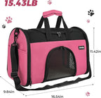 Zavothy Collapsible TSA Approved Pet Carrier for Cats & Dogs (Up to 15 Lbs, 16.54"x11.42"x9.84") – Soft-Sided Airline Travel Carrier, Pink