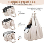 Dog Purse Carrier for Small Dogs, Cats, and Puppies – Soft-Sided Travel Pet Tote Bag with 4 Large Pockets, Foldable, Lightweight, Fits Pets up to 15 lbs, for Travel, Vet, Outings (Beige)